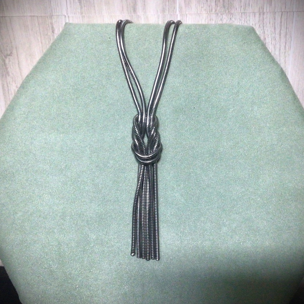 BCB Generation Long Silver Tone, Fixed Knot, Double Cable Strand Necklace